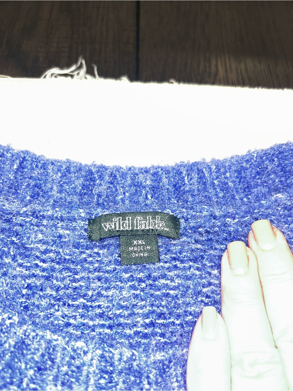 wild fable Rich Royal Blue Fuzzy Crewneck Sweater - Picture 4 of 7